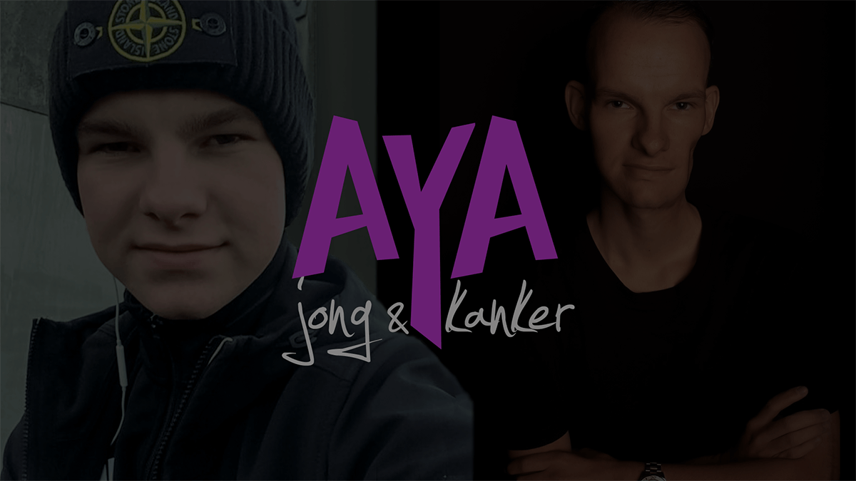 Foto waar Danni Ebben twee keer op is afgebeeld. Een selfie als jonge man en een studioportret van in sterk vermagerde toestand. Danni was de zus van Luna die bij Dans Creatie danst voor AYA.